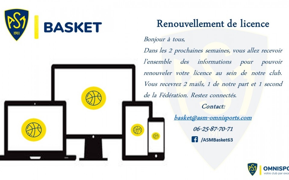 ASM Basket : Renouvellement de Licence