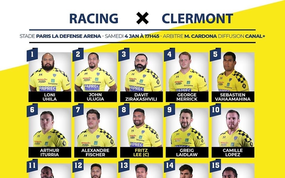 10 joueurs issus de la Formation Clermontoise alignés face au Racing 92