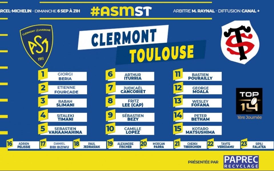 9 joueurs issus de la Formation Clermontoise pour la 1ère journée de Top14