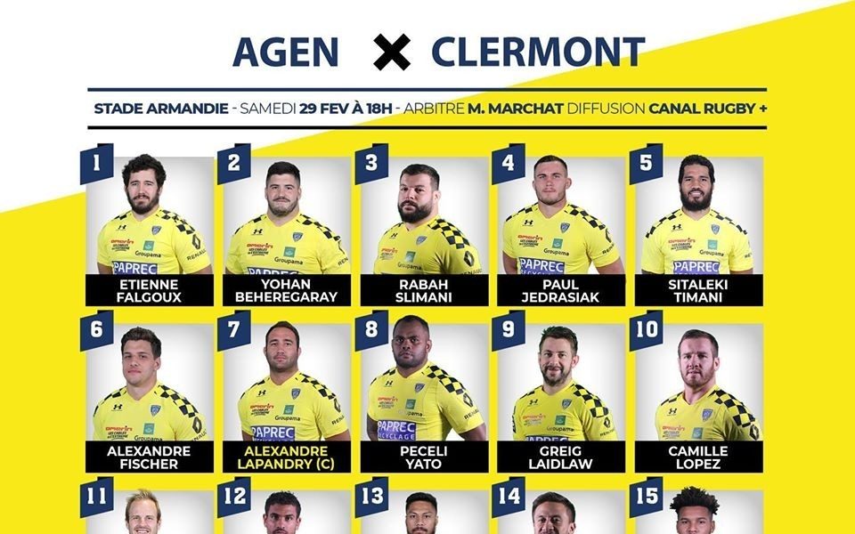12 joueurs issus de la Formation Clermontoise alignés face à Agen