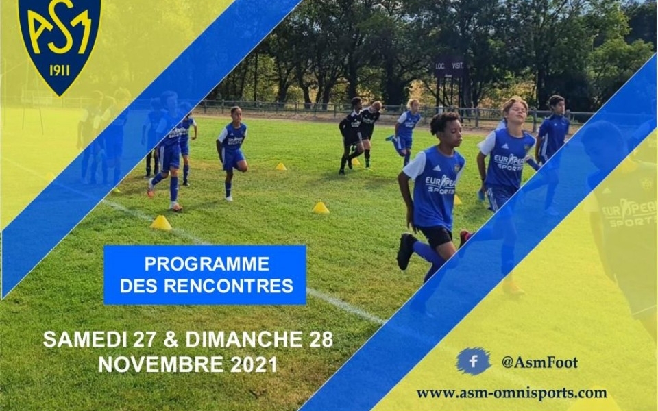 ASM Football : Planning du week-end du 27 & 28 novembre 2021