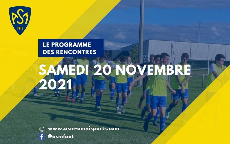 ASM Football : Programme du Week-end, samedi 20 Novembre