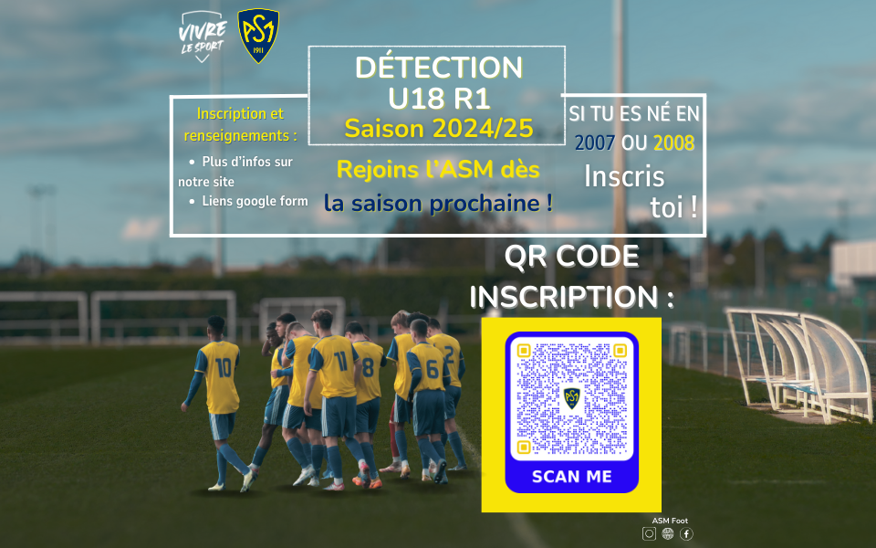 Détections U18 R1 : les inscriptions sont ouvertes !