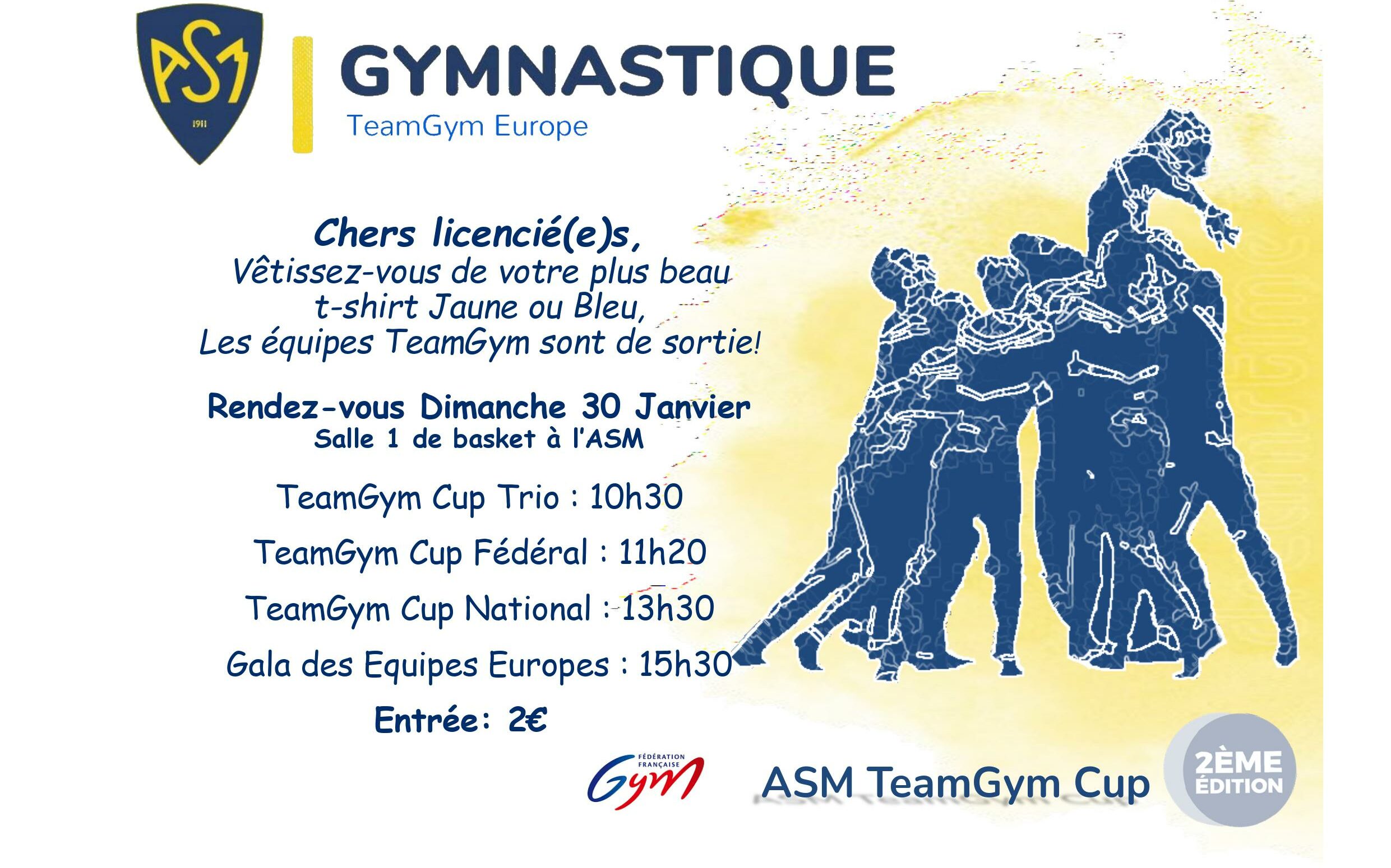 Dimanche 30 janvier 2022 – 2ème édition de l’ASM TeamGym Cup !