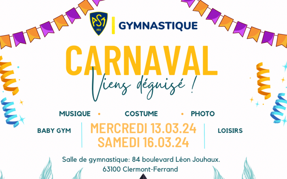 Carnaval 2024 – Viens déguisé à la gym !