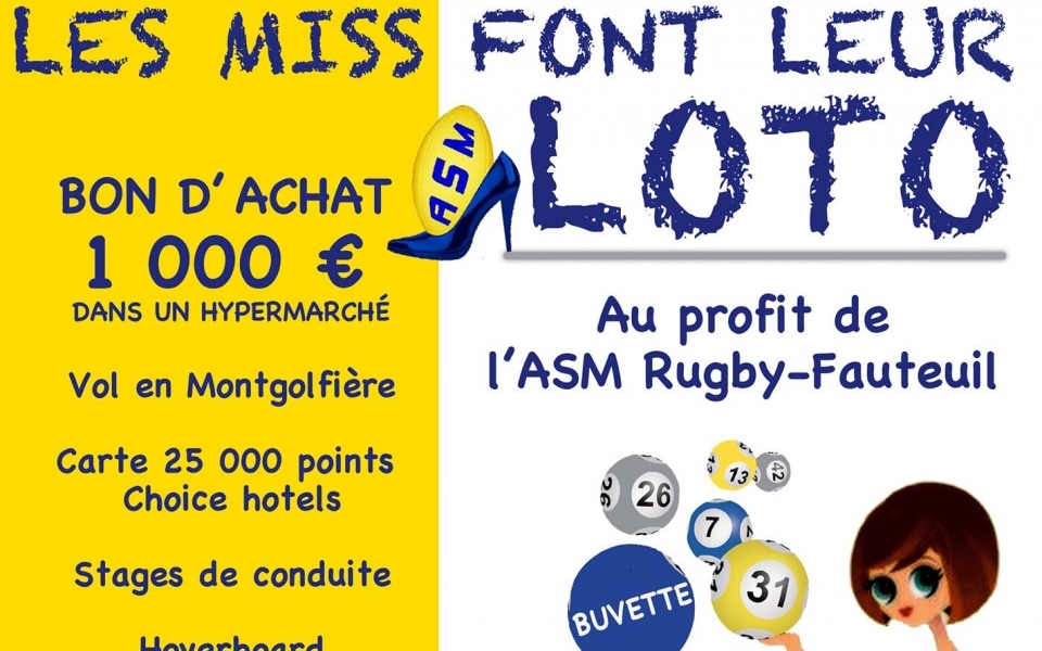 Le XV AS’Miss organise un Loto ce dimanche 03 Février 2019 en faveur du Rugby Fauteuil