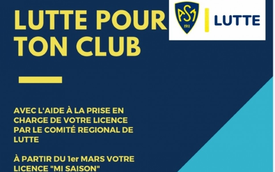 Lutte pour ton club : Ta licence « mi-saison » à 50 euros !