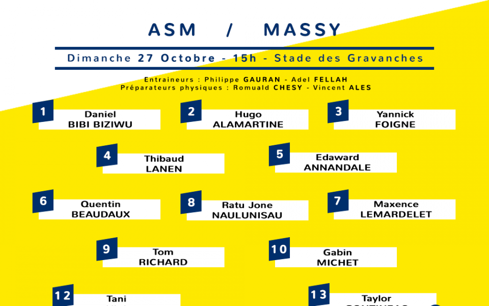 Composition des Espoirs pour affronter le RC Massy Essonne