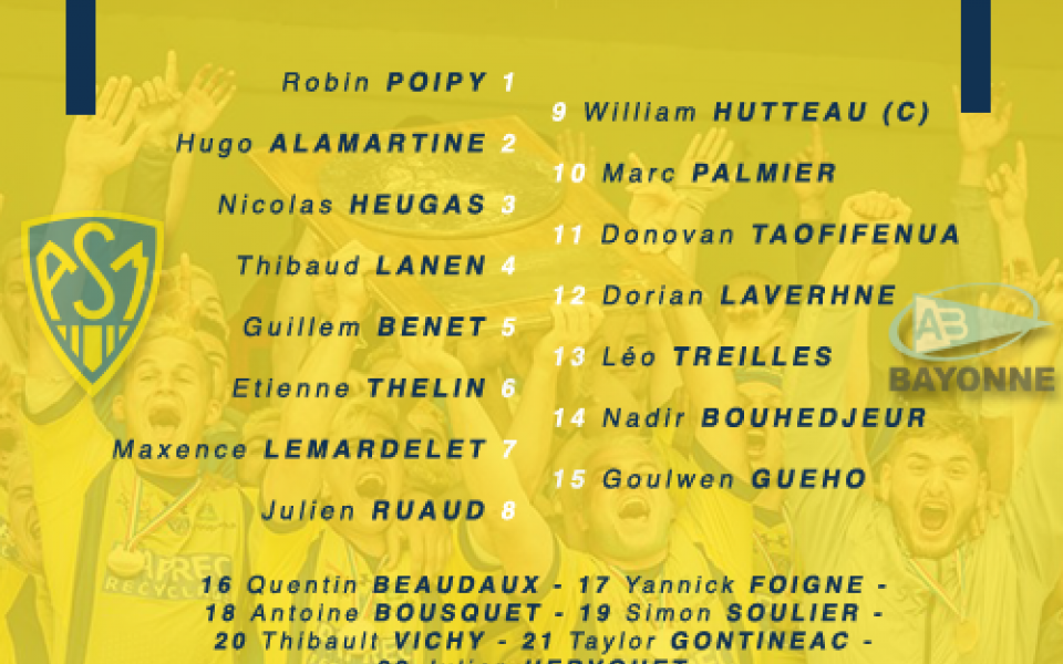 Composition des Espoirs pour affronter l’Aviron Bayonnais