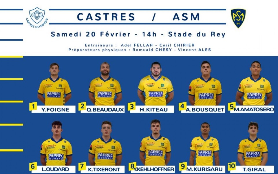 Composition des Espoirs pour affronter Castres