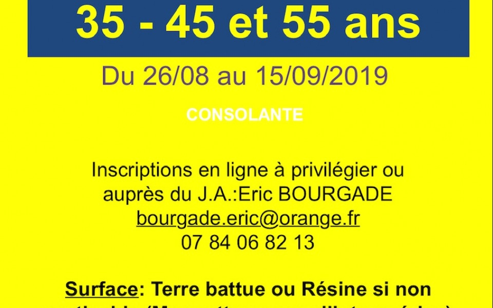 Tournoi Sénior + fin Août 2019