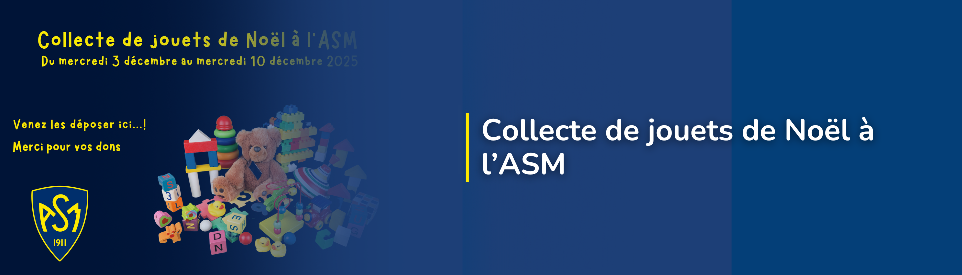 Collecte de jouets de Noël à l'ASM ONISPORTS