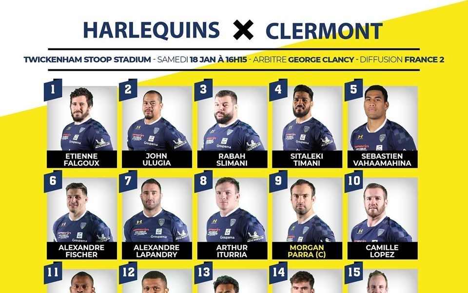 9 joueurs issus de la Formation Clermontoise alignés face aux Harlequins