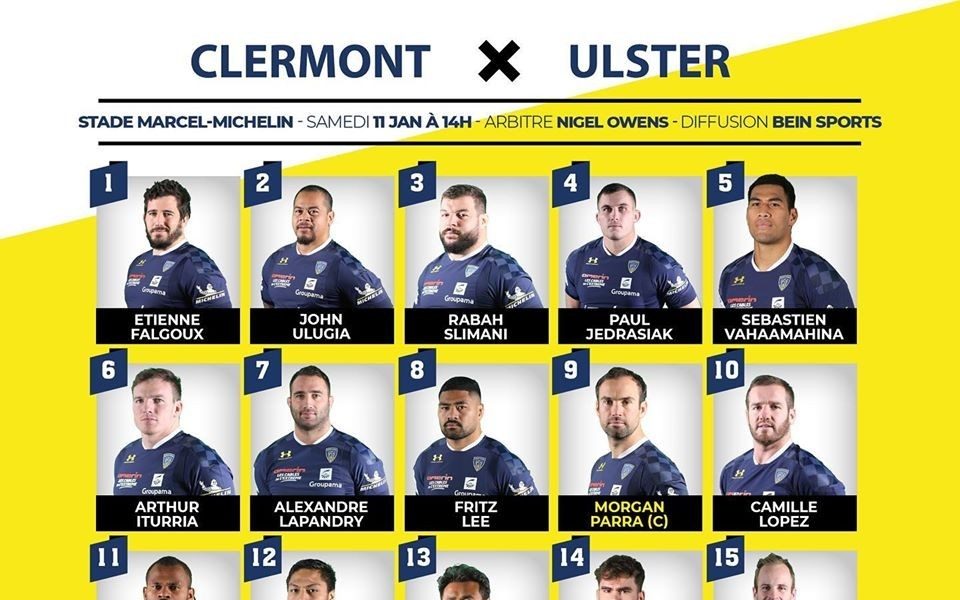 9 joueurs issus de la Formation Clermontoise alignés face à l'Ulster !
