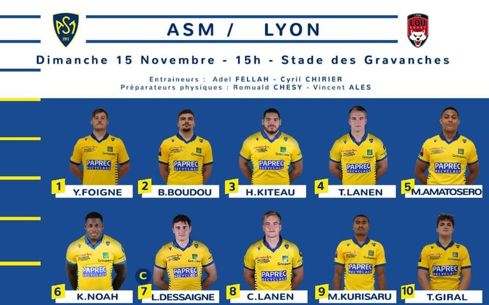 Les Espoirs en direct sur www.sports-auvergne.fr - Composition d'équipe