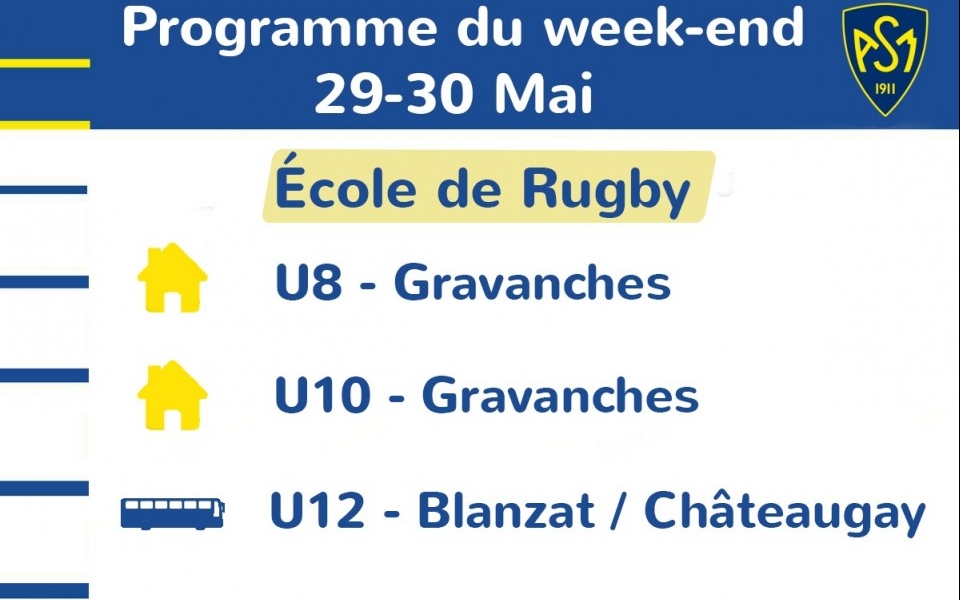 Week-end du 29 et 30 Mai : Le Programme