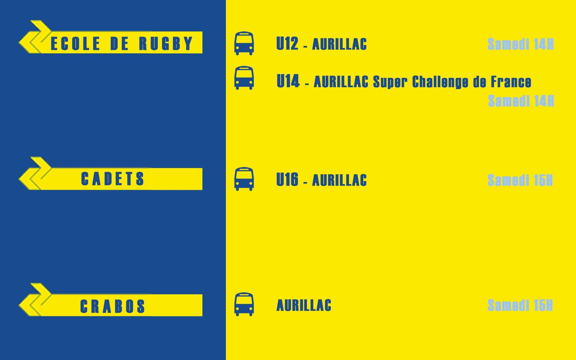 Le programme du week-end pour la section rugby