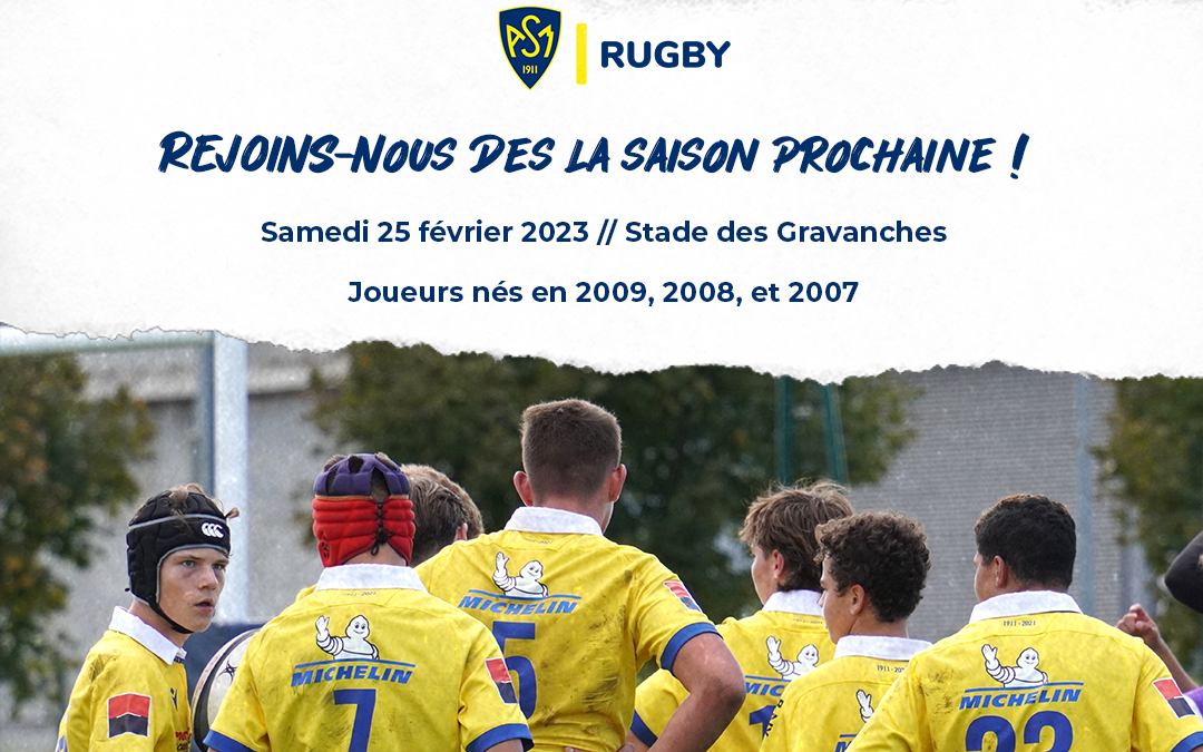 La journée de détection ASM Rugby programmée le 25 février prochain !