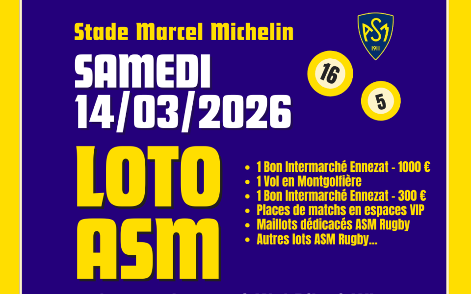 Loto ASM Rugby : Plus de 5000€ de lots à gagner...