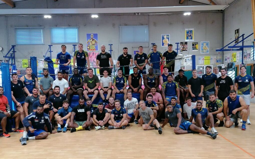 nos rugbymen professionnels à l’ ASM Boxe pour leur reprise.