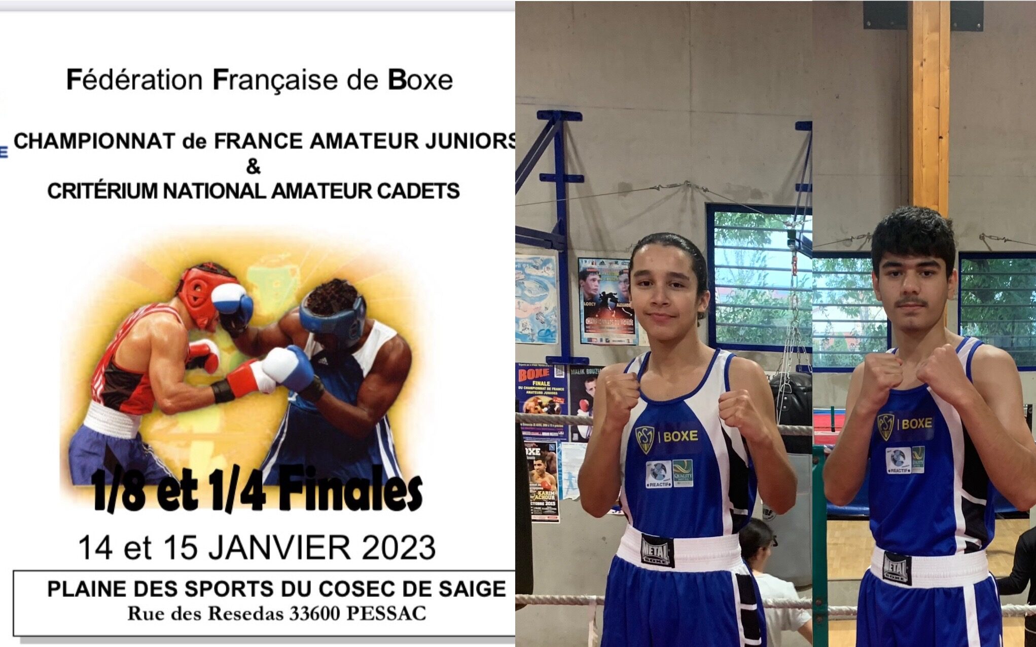 championnats de France Cadets/Juniors huitième et quart de finale