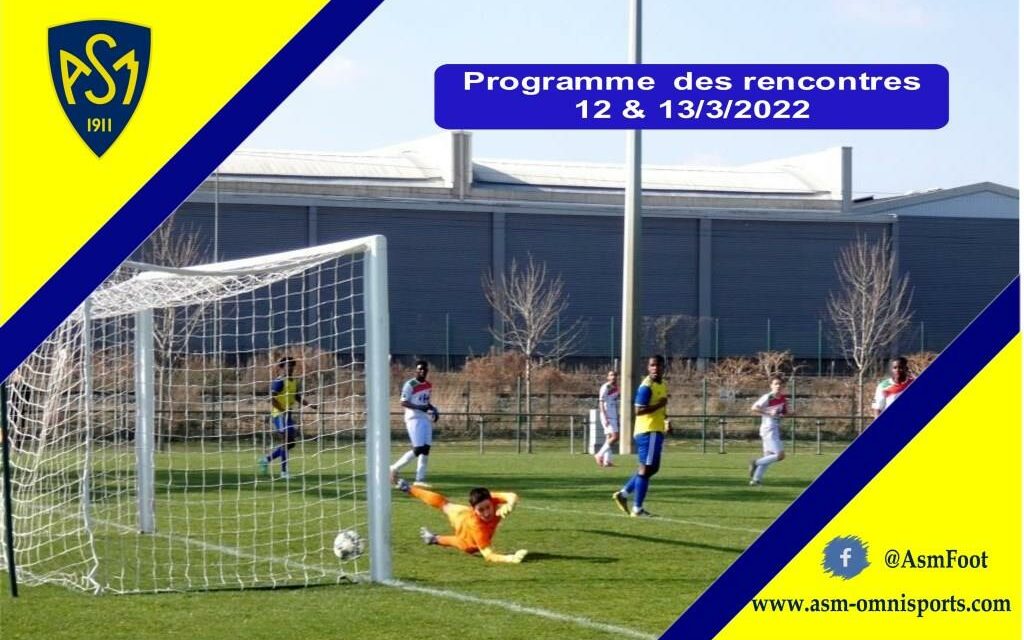 ASM Football : Planning du week-end du 12 & 13 mars 2022