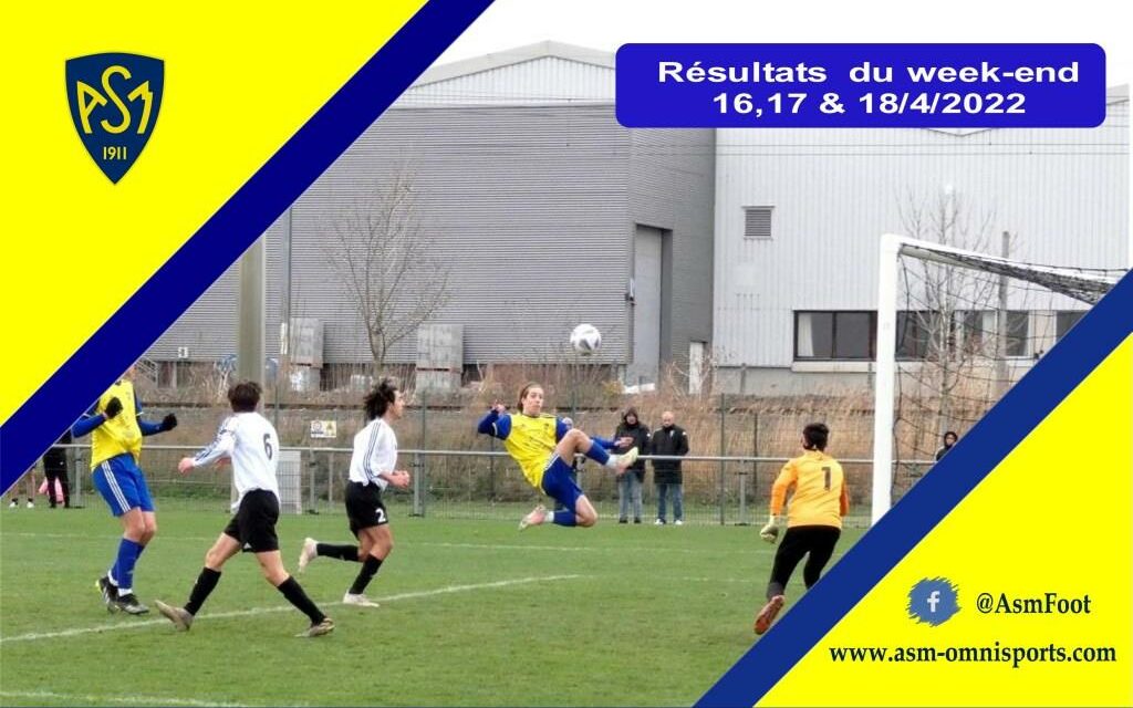 ASM Football : Résultats du week-end du 16,17 & 18 avril 2022