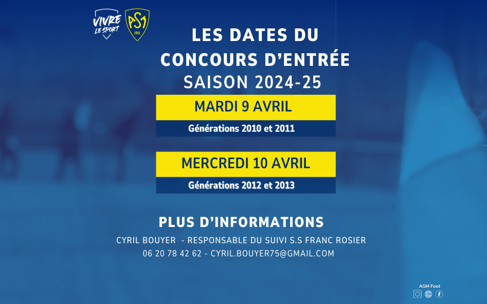 Les dates du concours d'entrée à la Section Sportive Franc Rosier sont disponibles !