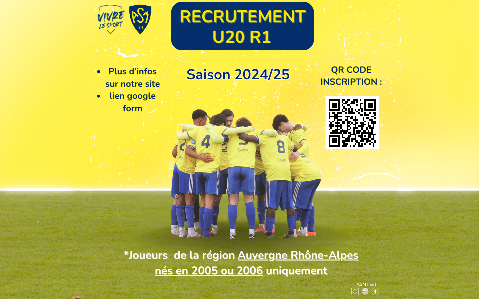 Les U20 R1 arrivent au club : les inscriptions aux détections déjà disponibles !