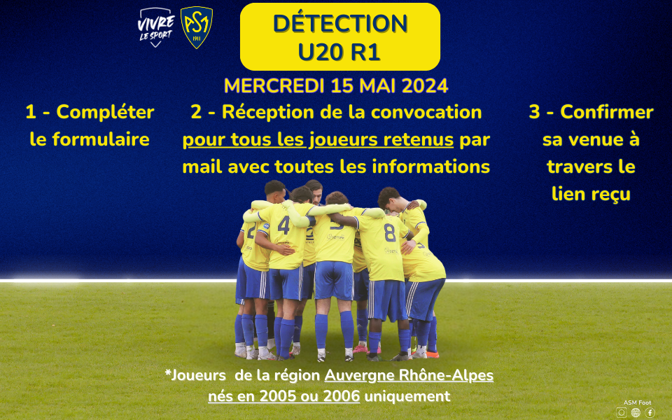 Nouvelle détection U20 R1 le mercredi 15 mai 2024 : les infos disponibles !