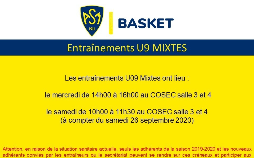 ASM Basket : NOUVEAU CRENEAU U09 MIXTES