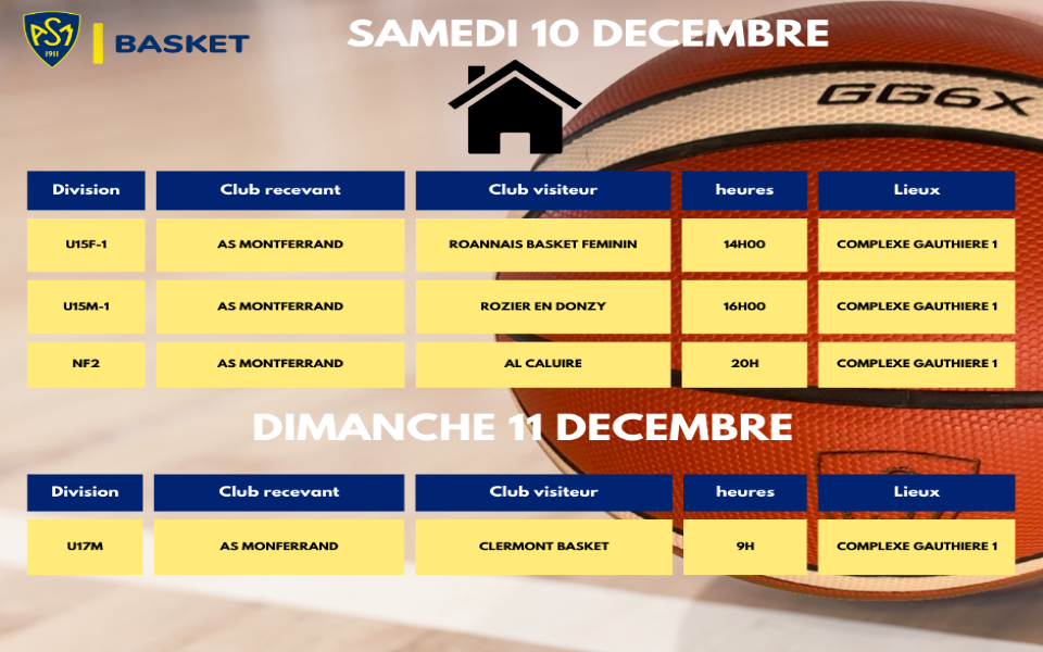 PROGRAMMATION WEEK END DU 10-11 DECEMBRE 2022