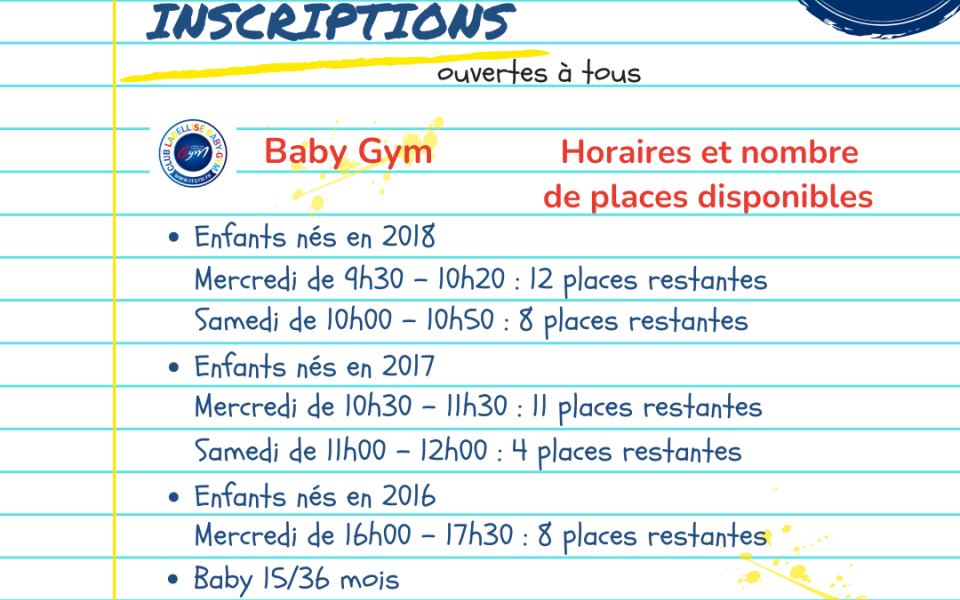 ASM Gym - Inscriptions Saison 2021-2022